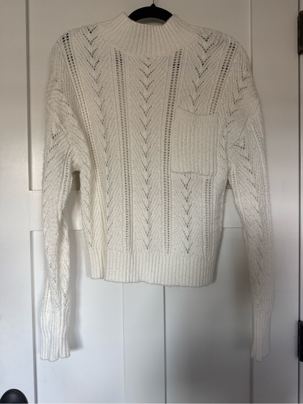 Design History Cream Cable Knit Mock Neck Sweater with Pocket